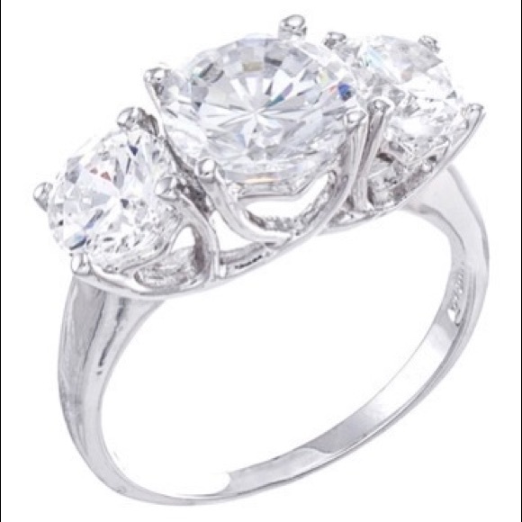 CZ By Kenneth Jay Lane Round CZ Triple Stone Ring - Picture 2 of 8
